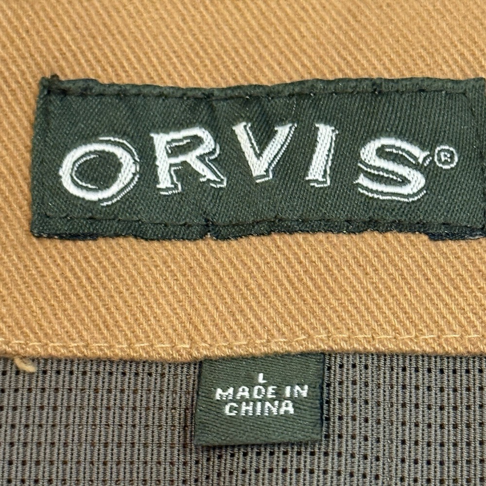 Orvis Blazer Mens L Khaki Zambezi Twill Leather Elbow‎ Patches 2 Button Field - Picture 4 of 7